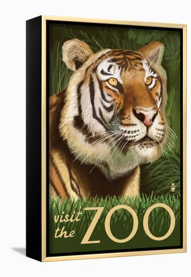 Visit the Zoo, Sumatran Tiger Scene-Lantern Press-Framed Art Print