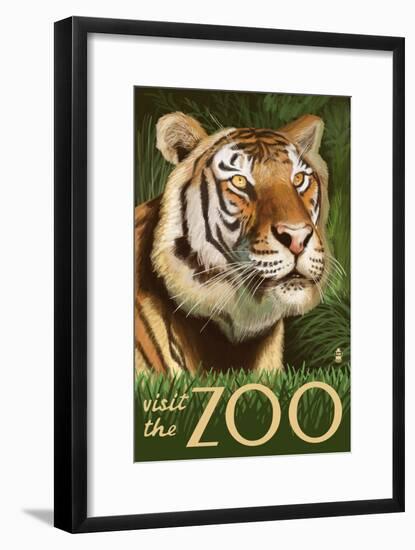 Visit the Zoo, Sumatran Tiger Scene-Lantern Press-Framed Art Print