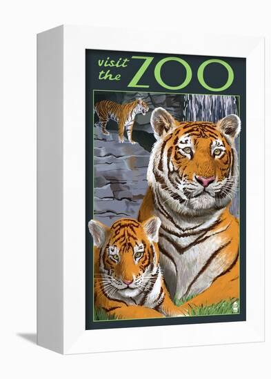 Visit the Zoo - Tiger Family-Lantern Press-Framed Art Print