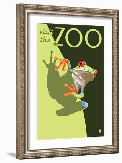 Visit the Zoo, Tree Frog Scene-Lantern Press-Framed Art Print