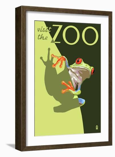 Visit the Zoo, Tree Frog Scene-Lantern Press-Framed Art Print