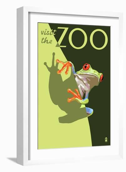 Visit the Zoo, Tree Frog Scene-Lantern Press-Framed Art Print