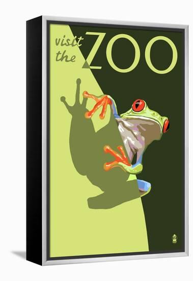 Visit the Zoo, Tree Frog Scene-Lantern Press-Framed Stretched Canvas