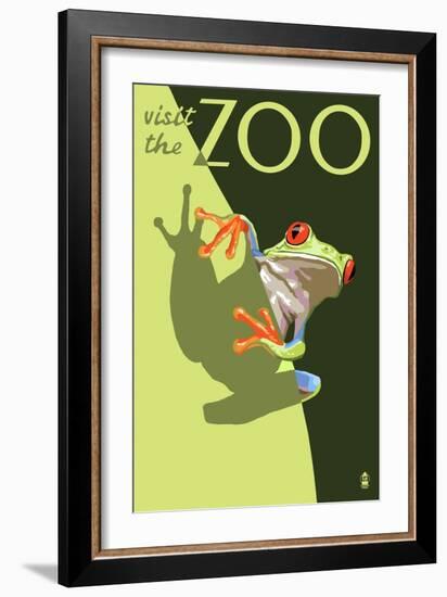 Visit the Zoo, Tree Frog Scene-Lantern Press-Framed Premium Giclee Print