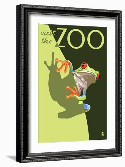 Visit the Zoo, Tree Frog Scene-Lantern Press-Framed Premium Giclee Print