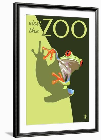 Visit the Zoo, Tree Frog Scene-Lantern Press-Framed Art Print