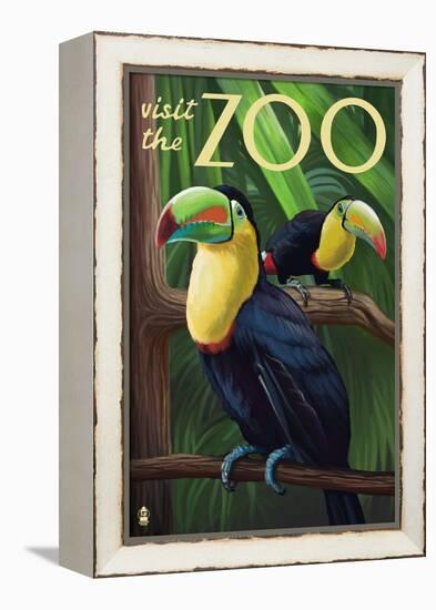 Visit the Zoo, Tucan Scene-Lantern Press-Framed Stretched Canvas