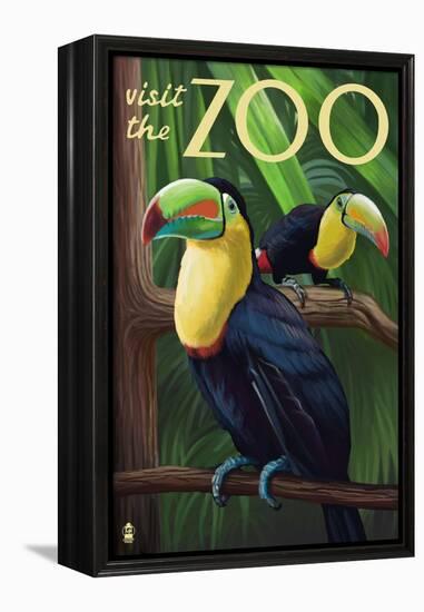 Visit the Zoo, Tucan Scene-Lantern Press-Framed Stretched Canvas