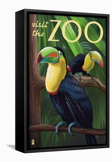 Visit the Zoo, Tucan Scene-Lantern Press-Framed Stretched Canvas