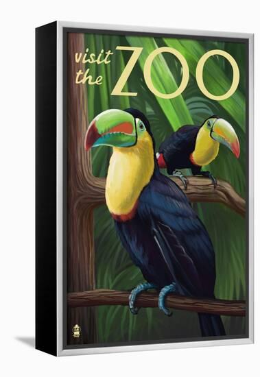 Visit the Zoo, Tucan Scene-Lantern Press-Framed Stretched Canvas