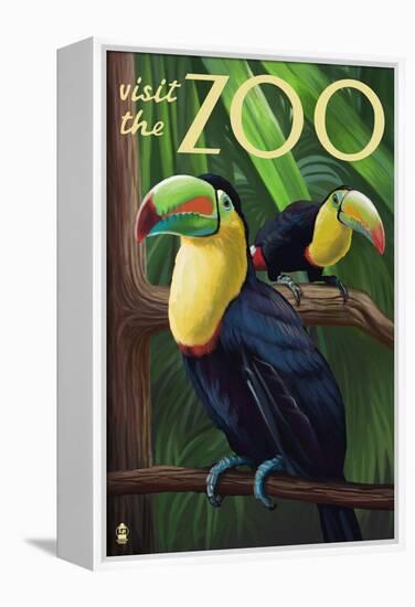 Visit the Zoo, Tucan Scene-Lantern Press-Framed Stretched Canvas
