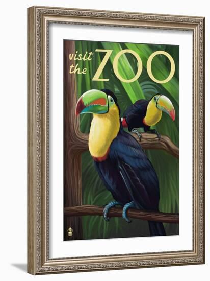 Visit the Zoo, Tucan Scene-Lantern Press-Framed Premium Giclee Print