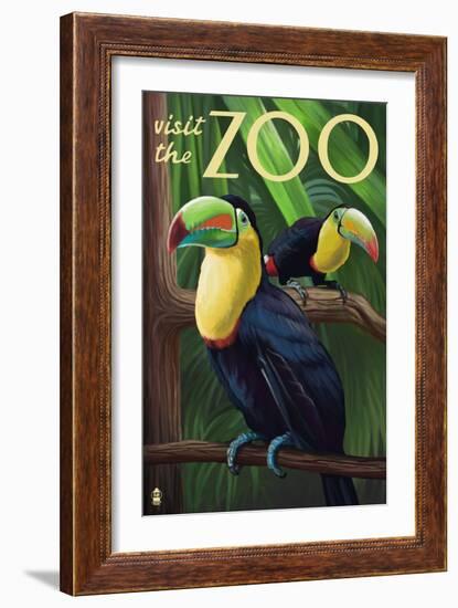 Visit the Zoo, Tucan Scene-Lantern Press-Framed Premium Giclee Print