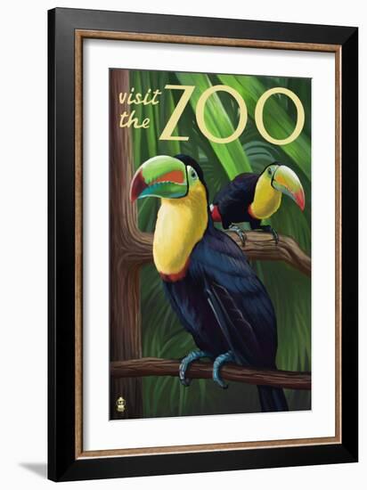 Visit the Zoo, Tucan Scene-Lantern Press-Framed Premium Giclee Print