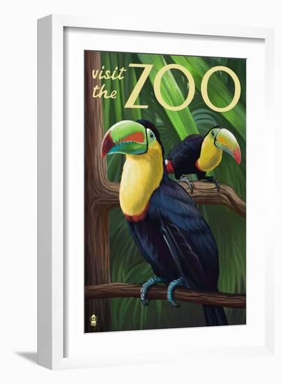 Visit the Zoo, Tucan Scene-Lantern Press-Framed Premium Giclee Print