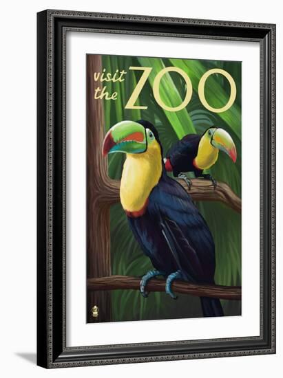 Visit the Zoo, Tucan Scene-Lantern Press-Framed Premium Giclee Print