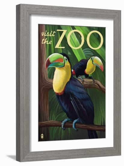 Visit the Zoo, Tucan Scene-Lantern Press-Framed Art Print