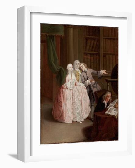 Visit to a Library (Oil on Canvas)-Pietro Longhi-Framed Giclee Print