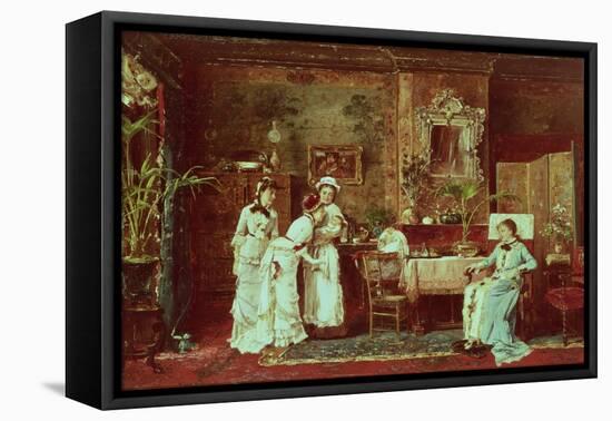 Visit to a New Mother, 1879-Mihaly Munkacsy-Framed Premier Image Canvas