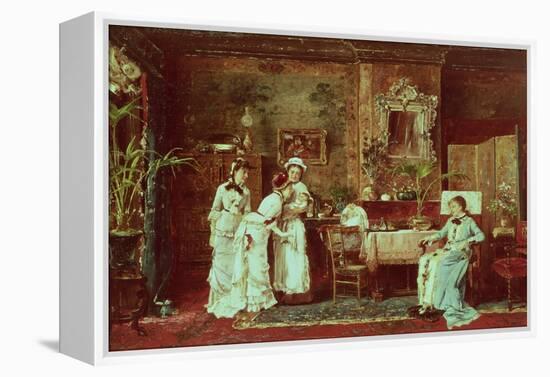 Visit to a New Mother, 1879-Mihaly Munkacsy-Framed Premier Image Canvas