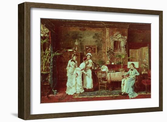 Visit to a New Mother, 1879-Mihaly Munkacsy-Framed Giclee Print