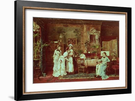 Visit to a New Mother, 1879-Mihaly Munkacsy-Framed Giclee Print