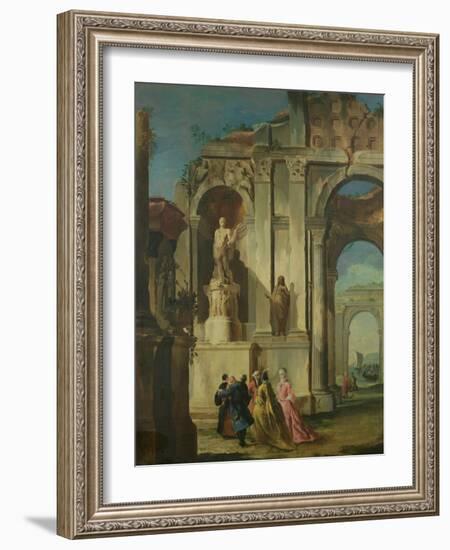 Visit to Ruins (Oil on Canvas)-Francesco Guardi-Framed Giclee Print