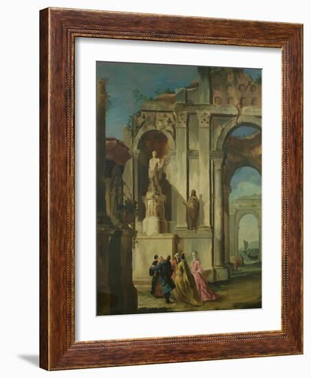 Visit to Ruins (Oil on Canvas)-Francesco Guardi-Framed Giclee Print