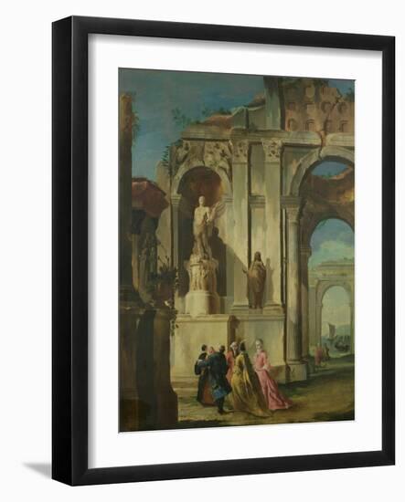 Visit to Ruins (Oil on Canvas)-Francesco Guardi-Framed Giclee Print