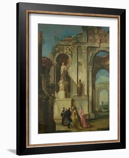 Visit to Ruins (Oil on Canvas)-Francesco Guardi-Framed Giclee Print