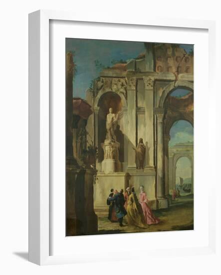 Visit to Ruins (Oil on Canvas)-Francesco Guardi-Framed Giclee Print