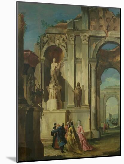 Visit to Ruins (Oil on Canvas)-Francesco Guardi-Mounted Giclee Print