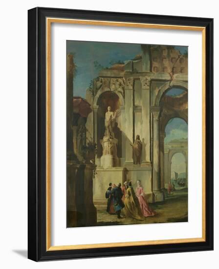 Visit to Ruins (Oil on Canvas)-Francesco Guardi-Framed Giclee Print