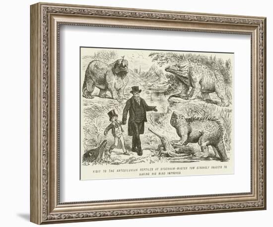 Visit to the Antediluvian Reptiles at Sydenham-Master Tom Strongly Objects to Having His Mind…-John Leech-Framed Giclee Print