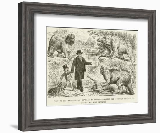 Visit to the Antediluvian Reptiles at Sydenham-Master Tom Strongly Objects to Having His Mind…-John Leech-Framed Giclee Print