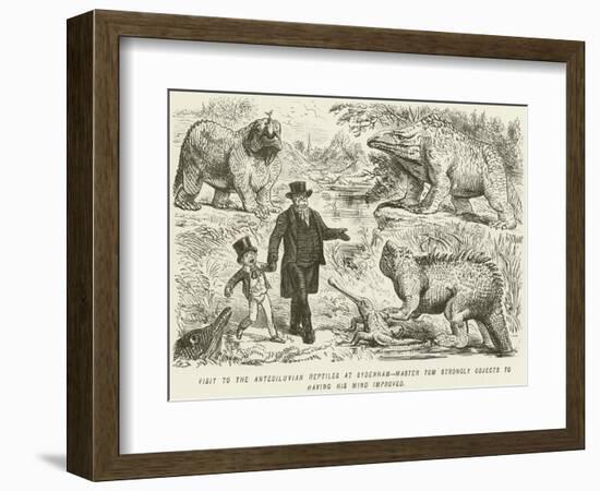 Visit to the Antediluvian Reptiles at Sydenham-Master Tom Strongly Objects to Having His Mind…-John Leech-Framed Giclee Print