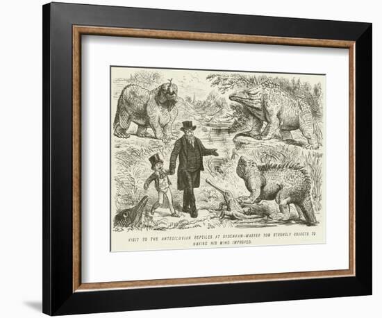 Visit to the Antediluvian Reptiles at Sydenham-Master Tom Strongly Objects to Having His Mind…-John Leech-Framed Giclee Print