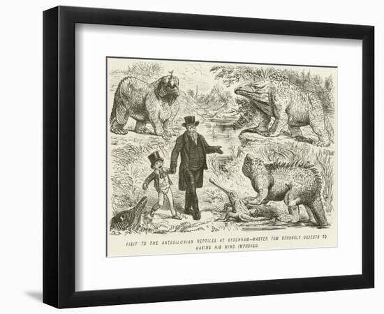 Visit to the Antediluvian Reptiles at Sydenham-Master Tom Strongly Objects to Having His Mind…-John Leech-Framed Giclee Print