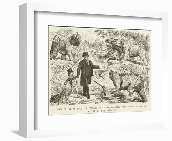 Visit to the Antediluvian Reptiles at Sydenham-Master Tom Strongly Objects to Having His Mind…-John Leech-Framed Giclee Print