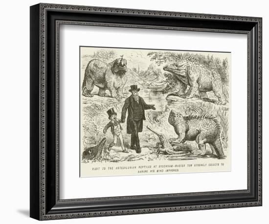 Visit to the Antediluvian Reptiles at Sydenham-Master Tom Strongly Objects to Having His Mind…-John Leech-Framed Giclee Print