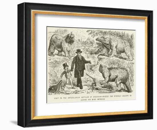 Visit to the Antediluvian Reptiles at Sydenham-Master Tom Strongly Objects to Having His Mind…-John Leech-Framed Giclee Print