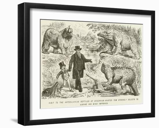 Visit to the Antediluvian Reptiles at Sydenham-Master Tom Strongly Objects to Having His Mind…-John Leech-Framed Giclee Print