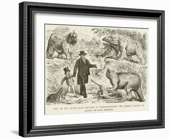 Visit to the Antediluvian Reptiles at Sydenham-Master Tom Strongly Objects to Having His Mind…-John Leech-Framed Giclee Print