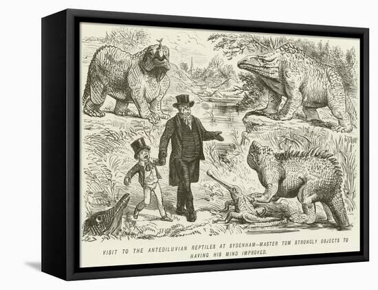 Visit to the Antediluvian Reptiles at Sydenham-Master Tom Strongly Objects to Having His Mind…-John Leech-Framed Premier Image Canvas