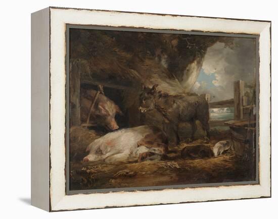 Visit to the Pig Sty (Oil on Board)-George Morland-Framed Premier Image Canvas