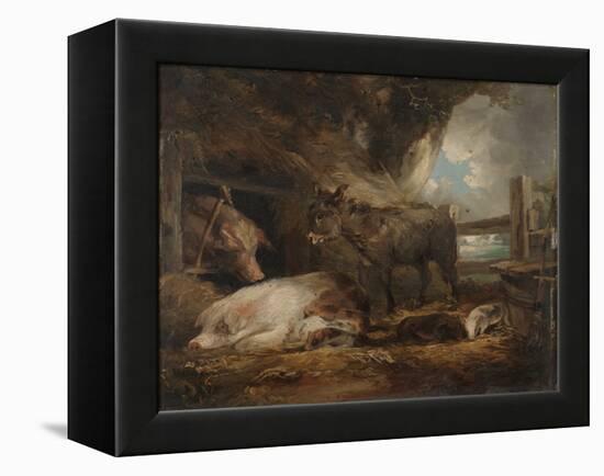 Visit to the Pig Sty (Oil on Board)-George Morland-Framed Premier Image Canvas