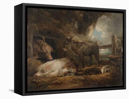 Visit to the Pig Sty (Oil on Board)-George Morland-Framed Premier Image Canvas
