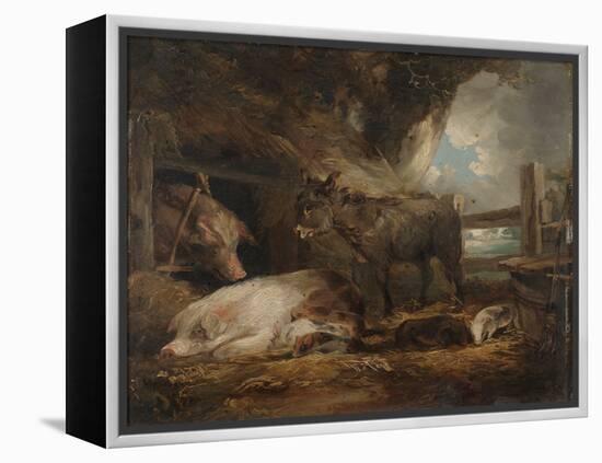 Visit to the Pig Sty (Oil on Board)-George Morland-Framed Premier Image Canvas