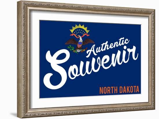 Visited North Dakota - Authentic Souvenir-Lantern Press-Framed Premium Giclee Print