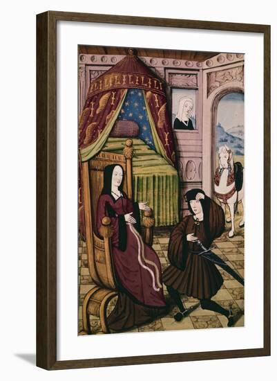 Visiting a Lady, Miniature, France 15th Century-null-Framed Giclee Print